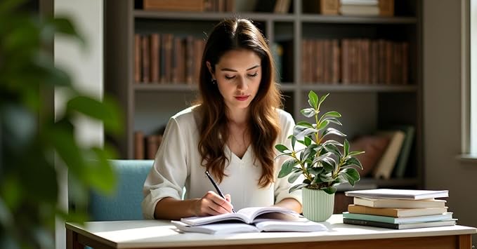 Ewtogift 14.6'' Fake Plant Ficus Leaves Artificial Plant in Light Green Ceramic Stripe Planter Faux Real Looking and Touching Evergreen for Home Living Room Indoor & Outdoor