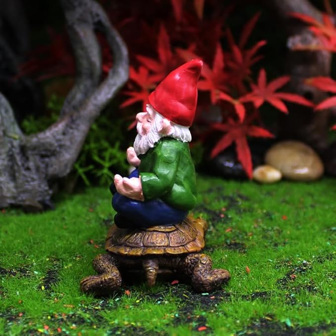 Garden Gnomes Turtle Figurines, Gnome Statue Decorations Fairy Garden Accessories for Outdoor Indoor Lawn Statue Patio Yard Flower Pot Home Decoration