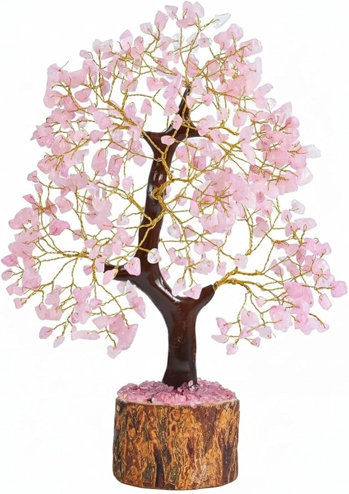 BOMBAY CRYSTALS EXPORT Rose Quartz Crystal Tree of Life – Handmade Healing Gemstone Money Tree for Positive Energy, Good Luck & Prosperity | Home & Office Decor | Gift for Women & Mom