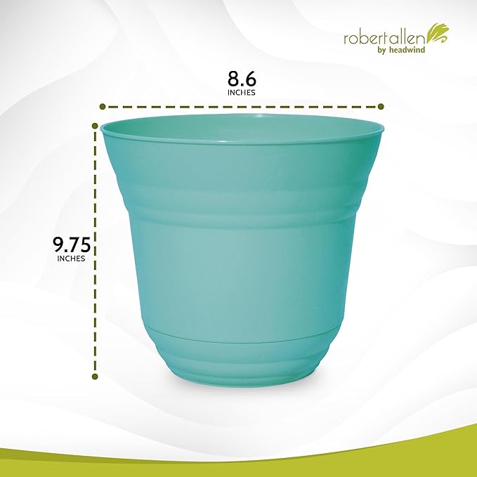 Headwind Traverse Planters – 10" 2 Pack Plastic Plant Pot in Surf Light Blue - Indoor & Outdoor Pots for Plants with Drainage - Decorative Plant Pot, Flower Pots Outdoor for Garden by Robert Allen