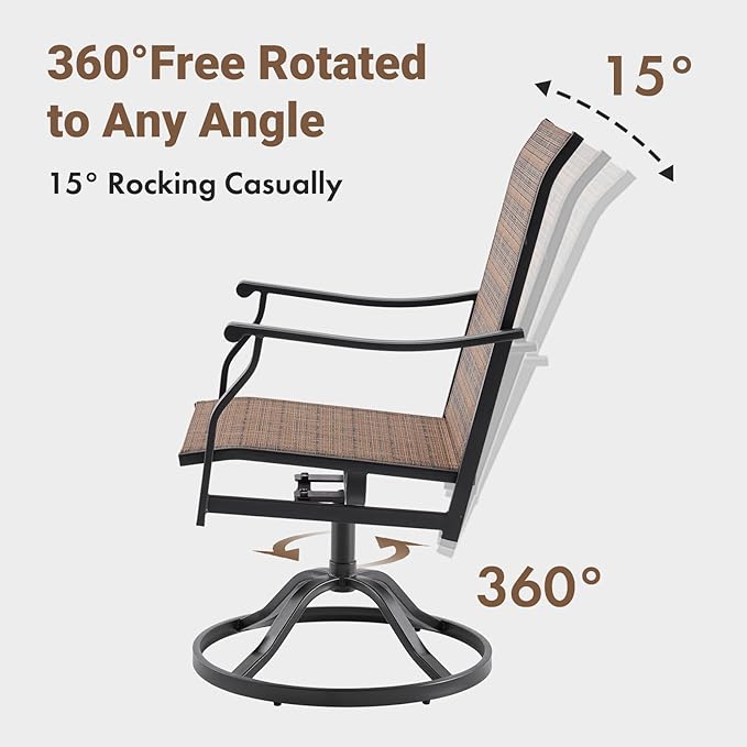 Soohow Swivel Outdoor Dining Chairs Set of 6, Patio Swivel Dining Chair with Textilene Fabric, Outdoor Metal Armchair All Weather Resistant, Ergonomic Comfort, Perfect for Patio, Backyard, Balcony