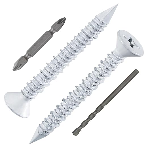 WenSilon(30 PCS) 1/4" x2-1/4 White Concrete Screw Anchor White Flat Head for Anchoring to Masonry, Block or Brick Stucco