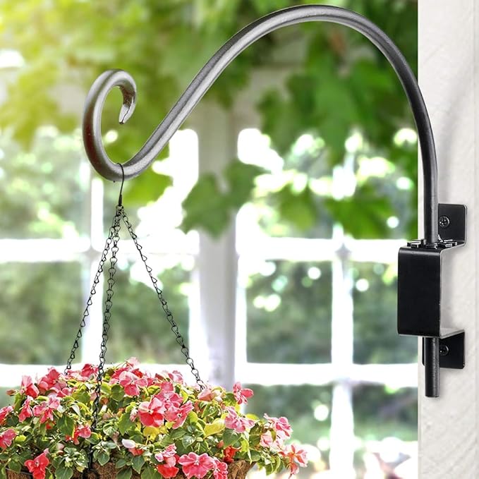 Lifyzoon Swivel Bird Feeder Hanger for Outside - 2Packs 16-Inch Swivel Plant Hooks for Outdoor, 30lbs Weight Capacity - Weather-Resistant Wall Hook for Wind Chimes, Flower Basket, Birdhouse