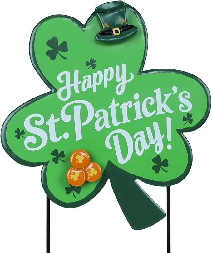 hogardeck St Patricks Day Decorations Outdoor, Shamrock Decorative Garden Stakes for St Patricks Day Decor, Happy St. Patrick's Day Yard Sign Clover Saint Patricks Day Decorations for Home Porch Lawn