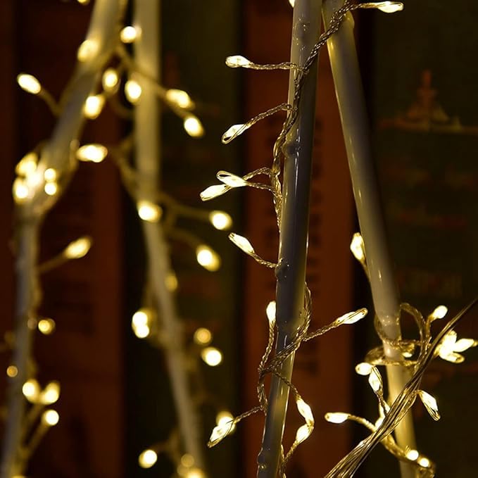 Plug in Firecracker Lights 50FT 500 LED Warm White Copper Wire Indoor Cluster Fairy Lights with Remote Timer for Bedroom, Living Room, Tree, Garden, Porch, Patio, Backyard, Christmas Tree