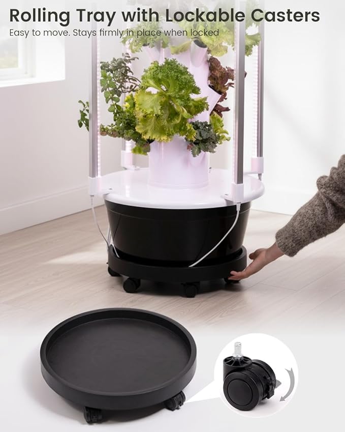 Vertical Hydroponics Growing System Kit, 28-Plant Spacious Indoor Hydroponic Garden Tower with Automatic Timer LED Grow Lights & Pump System, Herb Garden Planter Indoor Kit with 30L Water Reservoir