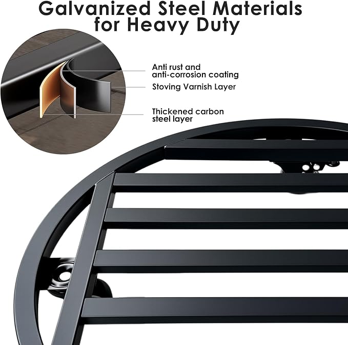 Hongsane 22" Round Plant Stand with Wheels Heavy Duty,Large Metal Plant Caddy Indoor Outdoor Use,Rolling Plant Dolly with Industrial Casters,Rust-Proof Black Plant Tray for Large Planters Pots,2-Pack