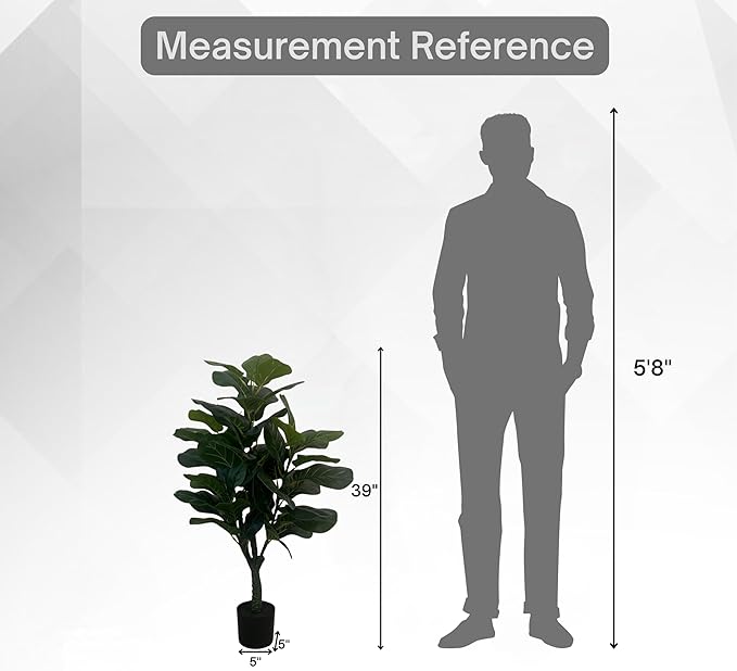 XBrand 39.4-Inches Artificial Fiddle Leaf Fig Tree in Pot for Indoor Outdoor Home Office Store, Great Housewarming Gift