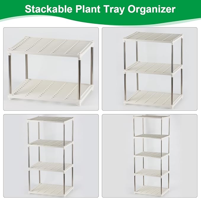 5 Layer Seed Starter Tray Plant Stand, Storage for Nursery Pot Seeding Cell Tray Container Indoor/Outdoor Plant Rack Holder (White)