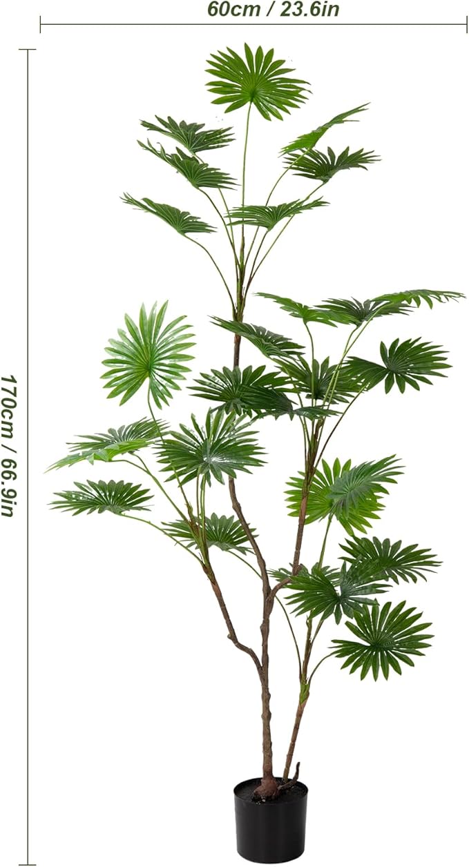 Metach transforms Your Space with Our Large Fake Palm Trees - Tall and Lush Betel nut Trees Both Indoors and Outdoors! Light Colored Artificial Palm Tree, Creating a Tropical Atmosphere 2-Piece Set