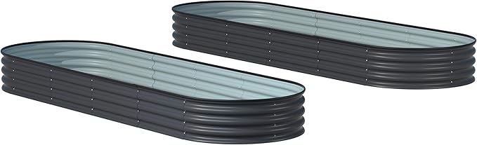 BlueWish Galvanized Raised Garden Bed, 11.1” H Raised Planter Box with Rubber Strip, 9-in-1 Modular, Bottomless Metal Raised Garden Bed for Vegetable, Hub, Flower