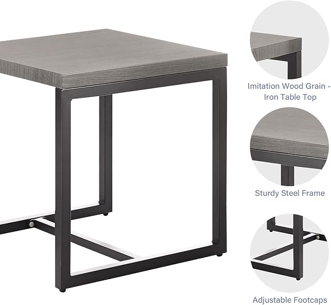Wicker Outdoor Patio Furniture Set - 5 Piece Patio Conversation Set with 2 Wicker Armrest Chairs,2 Rattan Ottoman and 1 Metal Side Table for Outside Porch Deck Backyard Garden(Mixed Grey/Grey)
