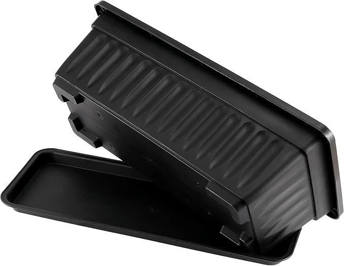 HAKZEON 6 Pack 17 Inches Plastic Flower Box Planters with Trays, Countryside Flower Window Boxes with 30 Plant Labels, Black Rectangular Vegetable Planters for Windowsill, Porch, Balcony, Garden