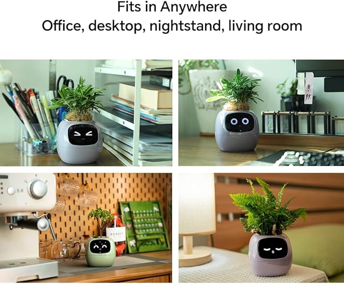 Odpaltoy Smart Plant Pot with Expression, AI Intelligent Flower Pot for Indoor Decoration, Smart Garden Pot with Water/Light/Temperature Sensors, Ivy AI Planter ((Yellow)