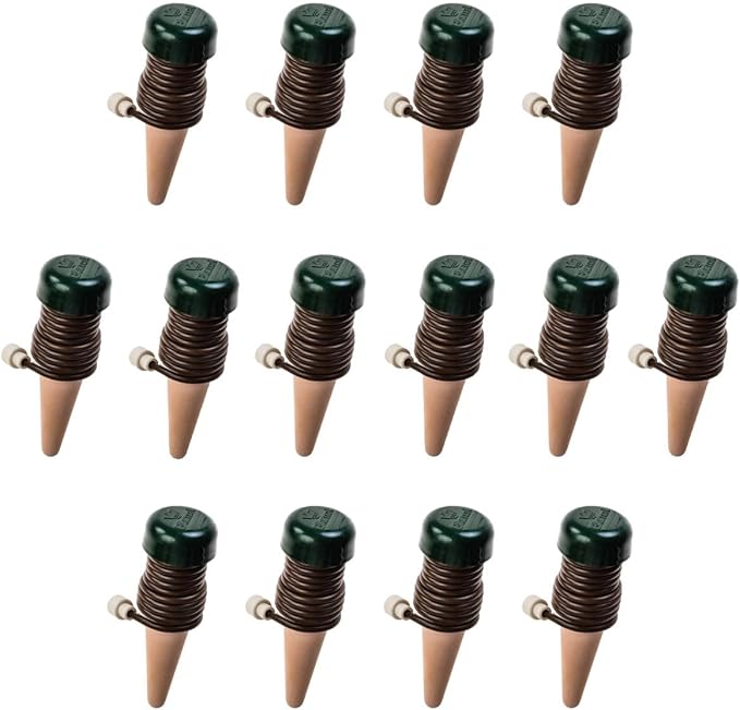 Blumat Classic Self-Watering Stakes - Automatic Drip Irrigation System for Indoor Plant Watering & Outdoor - Water Drip Solution for Potted Plants - Slow Release Stakes, 14 Pack, wo Adapter