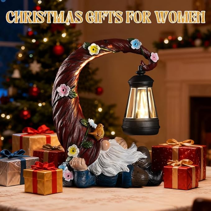 Christmas Gnomes Outdoor Statues with Solar Light Funny Gnome Decor Gifts for Women Mom Gnomes Decorations for Home Patio Lawn Yard Garden Decor