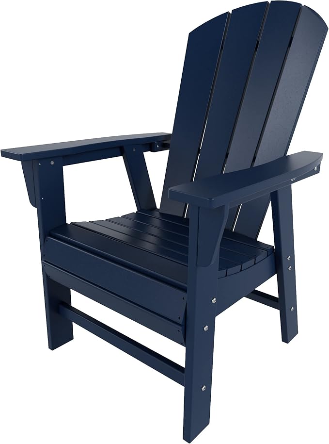 WestinTrends Malibu Malibu Outdoor Patio HDPE Plastic Adirondack Dining Chair Navy Blue