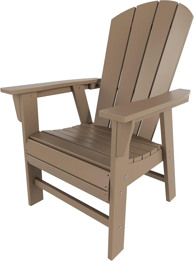 WestinTrends Malibu Malibu Outdoor Patio HDPE Plastic Adirondack Dining Chair Weathered Wood