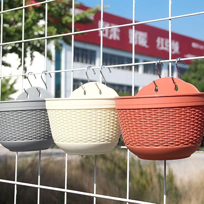 Rattan Flower Pot Wall Hanging Plant Pot Storage Basket for Indoor Outdoor Decor