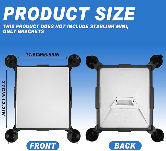 Starlink Mini Mount - Starlink Mini Car Mount with 2 Extra Suction Cups | Strong Secure Mounting for Car Windows & Sunroofs | Stable Signal for RVs, Boats, Road Trips