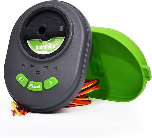 RAINPOINT Battery Operated Sprinkler Controller - Indoor & Outdoor 4 Zone Smart Irrigation Controller - Easy Install for Sprinkler System,Garden