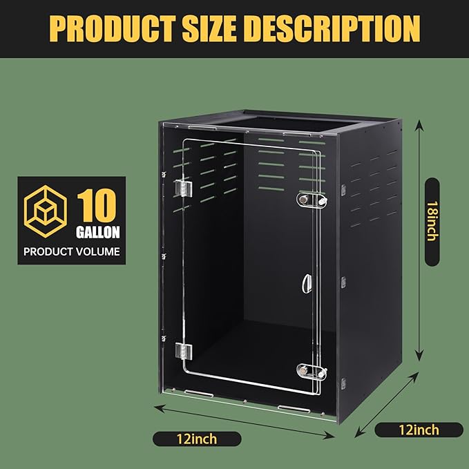 maiyuolg Reptile Tank 12x12x18 Terrarium – PVC Reptile Enclosure for Gecko, Snake, and Lizard – Compact Tree-Dwelling Terrarium for Small Pets