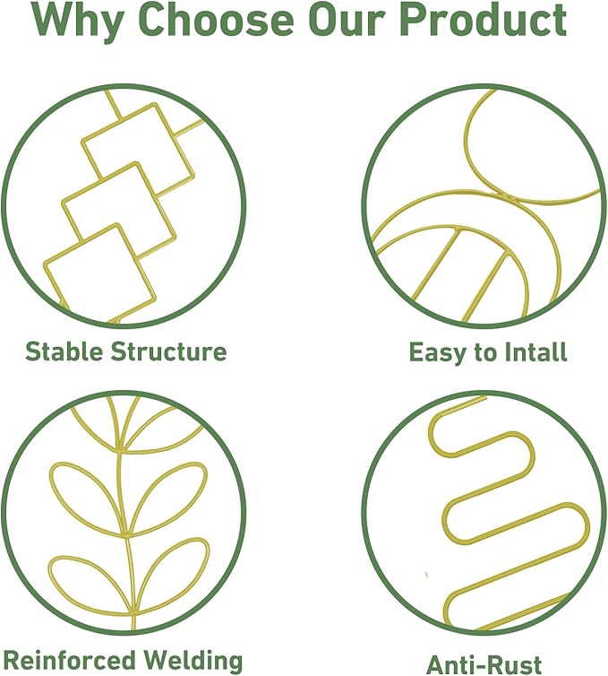 Coomin Small Plant Trellis for Climbing Plants Indoor, 15in Metal House Plant Trellis for Potted Plants, Mini Plant Support for Hoya Pothos, Gold