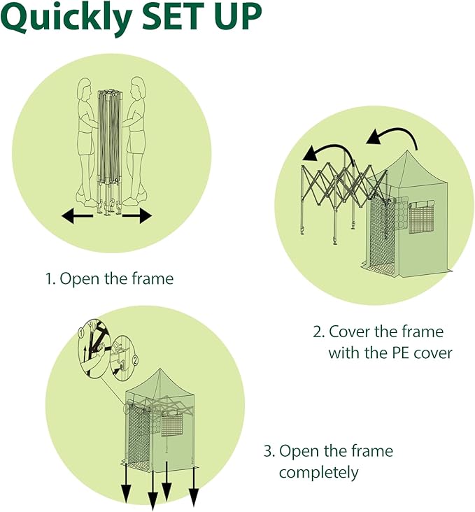 47”x 69”x 104”Walk in Instant Pop-up Greenhouse,Indoor Outdoor Gardening Green House, Roll-Up Zipper Doors and Side Windows Mesh Windows, Thickened PE Cover & Heavy Duty Steel Frame, Green