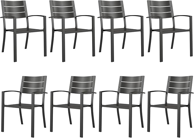 MFSTUDIO Patio Dining Chairs Set of 2, Stackable Metal Outdoor Chairs Set, Outdoor Furniture Dining Chairs for Bistro Balcony Deck Yard