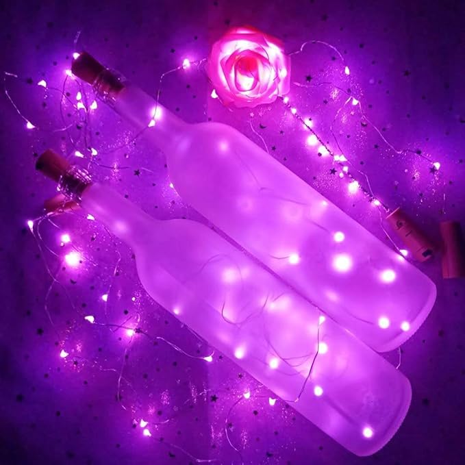 Everfit Lighting 2 Pack Battery Operated Mini Led Lights,Indoor Fairy Lights with Timer 6 Hours on/18 Hours Off for Christmas Party Decorations,30 Count LEDs,10 Feet Silver Wire (Purple Color)