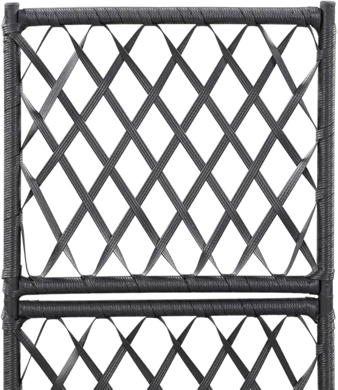 vidaXL Raised Bed Black Trellis Planter with Removable Pot, 11.8"x11.8"x42.1" Square Poly Rattan - Suitable for Indoor and Outdoor Use