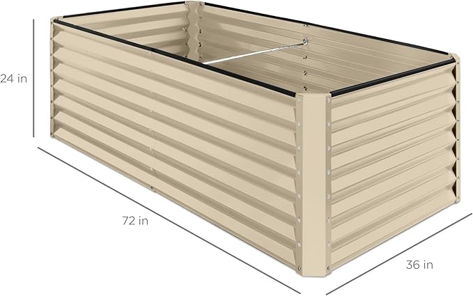 Best Choice Products 6x3x2ft Outdoor Metal Raised Garden Bed, Deep Root Box Planter for Vegetables, Flowers, Herbs, and Succulents w/ 269 Gallon Capacity - Beige