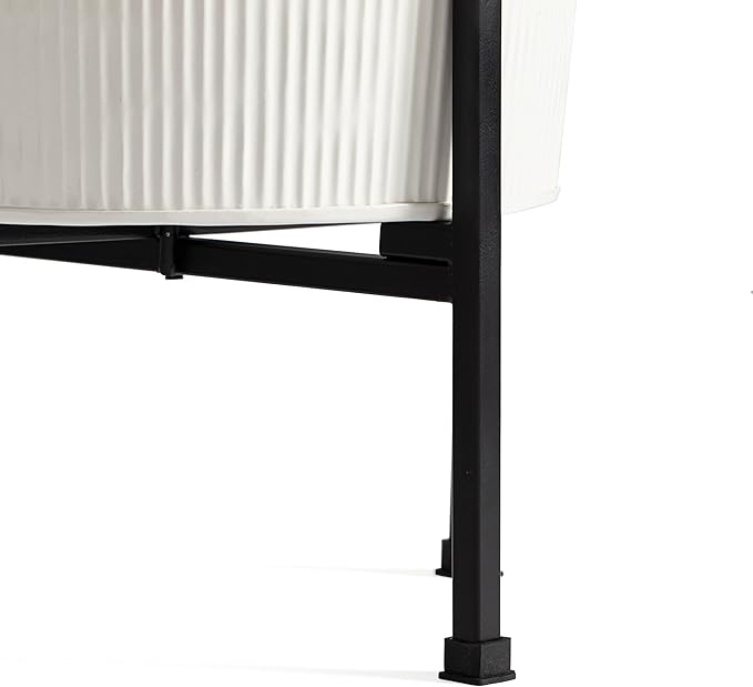 Saffron Fabs Metal Planters with Stand - Set of 2, White (PL-WHT-SET-3003)