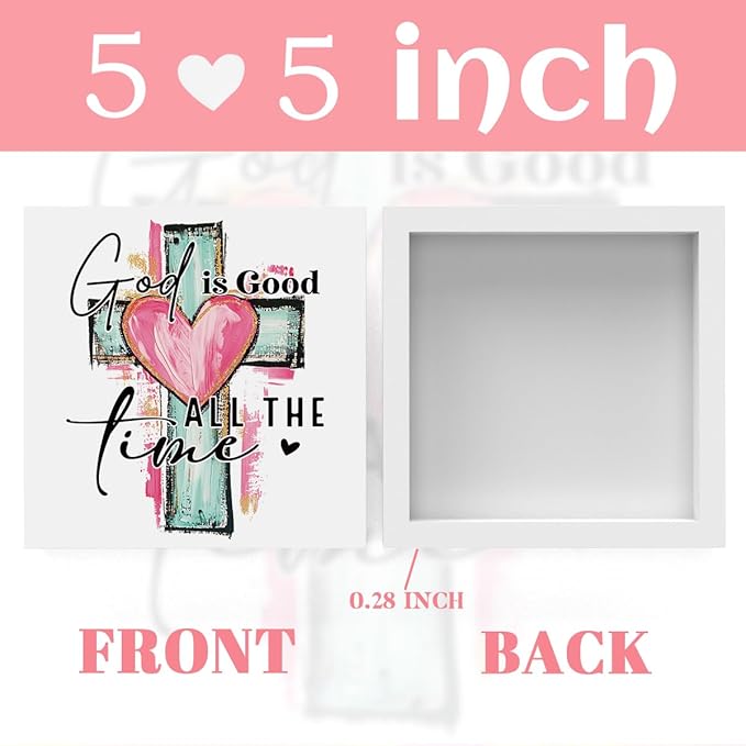 Valentines Day Decorations, Valentines Day Gifts for Her Him, Gift for Boyfriend Girlfriend, Romantic Watercolor Cross Anniversary Christian Wooden Box Sign Husband Wife Home Office Desk Decor