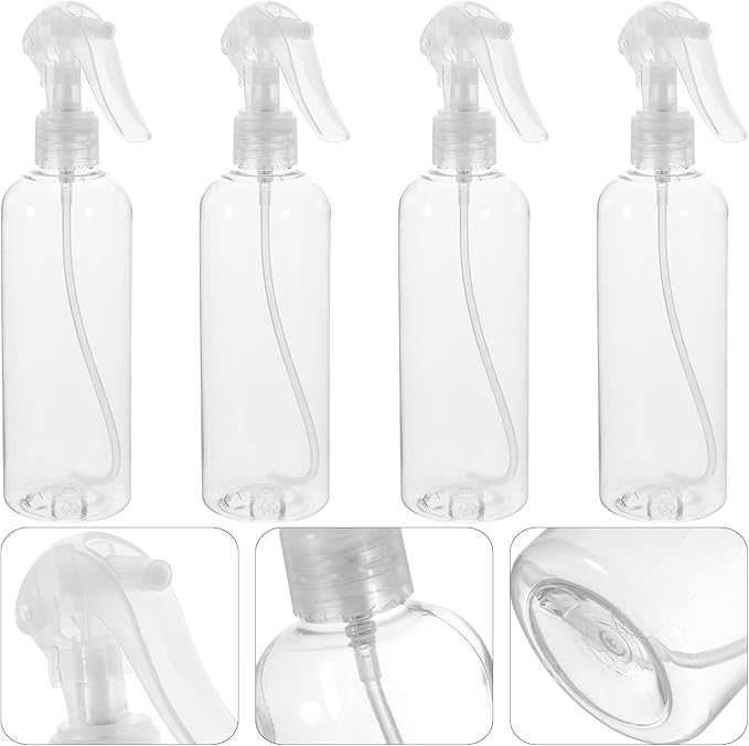 4pcs 300Ml Refillable Spray Bottles Fine Mist Watering Spray Bottle Dispensers for Gardening Travel Makeup Perfume Storage Plastic