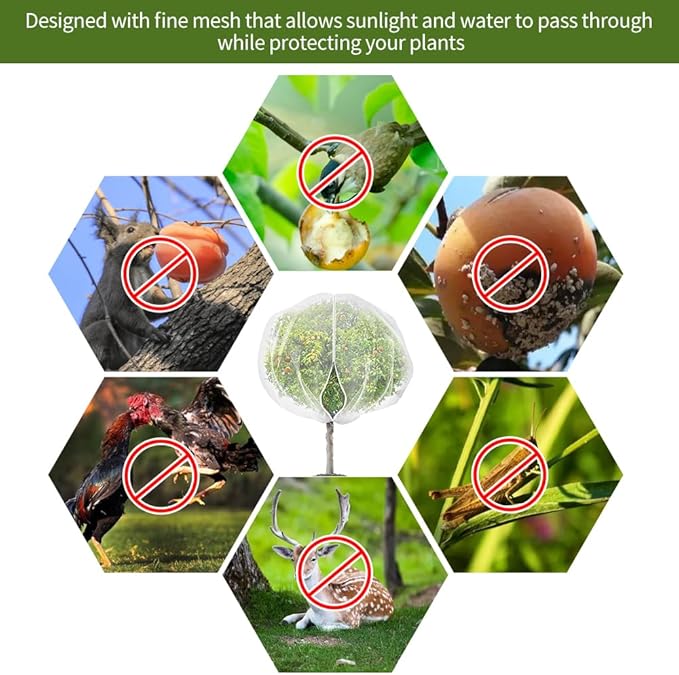 1 Pack Extra-Large Fruit Tree Covers for Birds and Squirrels(15X15ft) –Bird Nets for Fruit Trees with Zipper and Drawstring, Extra Large Durable Mesh Garden Netting to Protect Fruit Trees– Reusable