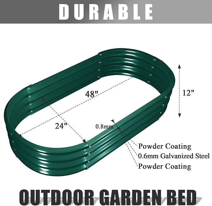 4 Pack 4x2x1FT Galvanized Raised Garden Bed Large Metal Planter Box Kit Elevated Raised Garden Planters for Outdoor Plants, Green
