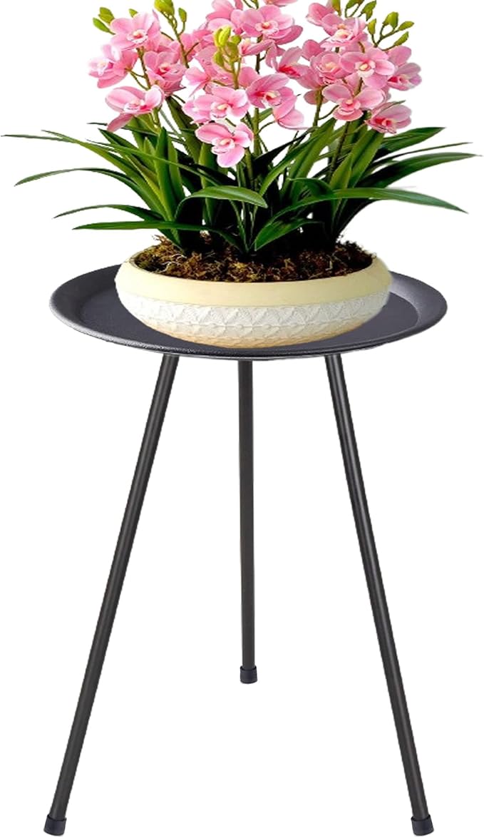ZEECER Plant Stand, 20'' Tall Plant Stand Indoor Outdoor, Rust-proof Small Patio Table Round Metal Side Table, Multi-role Plant Stool Small Outdoor Side Tables for Patio Garden Home Decor