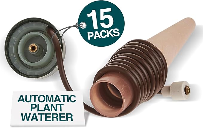Blumat Classic Self-Watering Stakes - Automatic Drip Irrigation System for Indoor Plant Watering & Outdoor - Water Drip Solution for Potted Plants - Slow Release Stakes, 15 Pack, wo Adapter