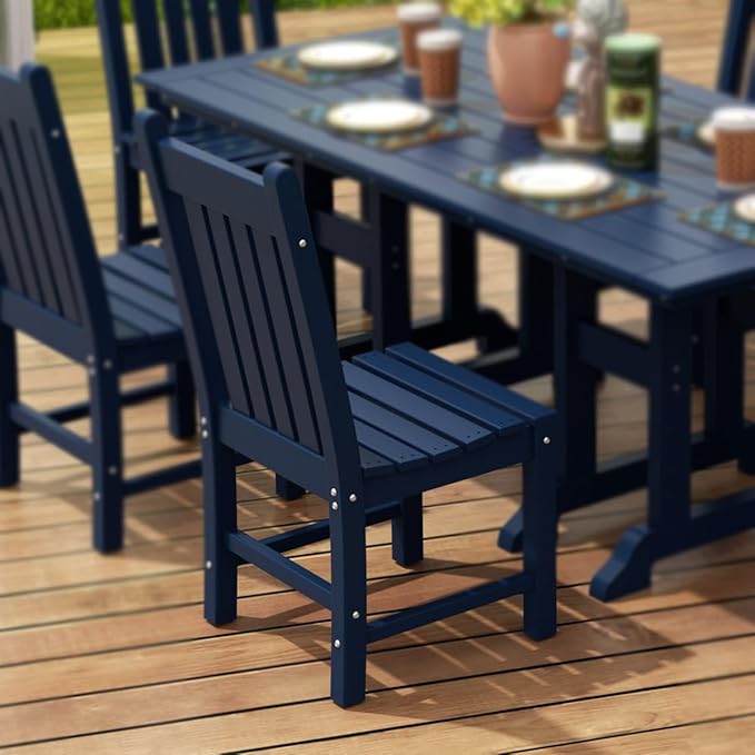 WestinTrends Malibu HDPE Outdoor Armless Patio Dining Chair Navy Blue