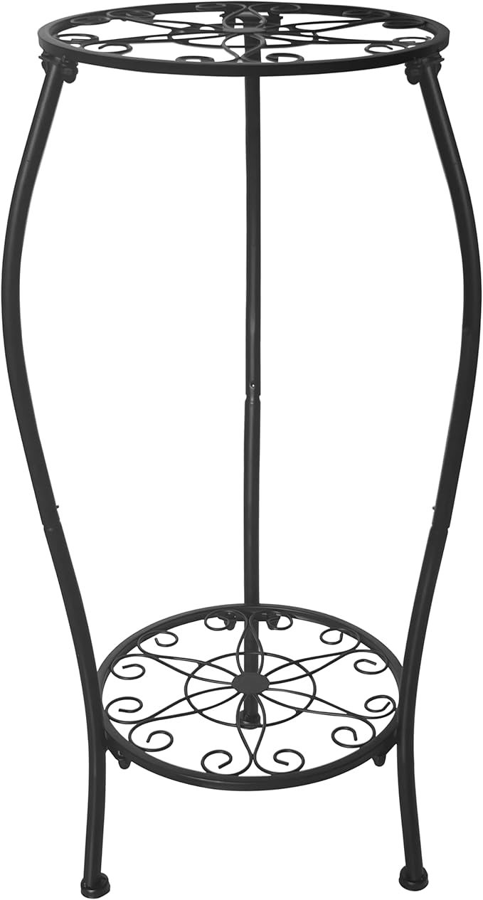 NOAMOO Metal Plant Stand 2 Tier Indoor Outdoor, Tall Flower Pot Shelf Rustproof Stable Corner Stand, 25.2 inch Multiple Plant Display Rack for Living Room Patio Balcony Garden