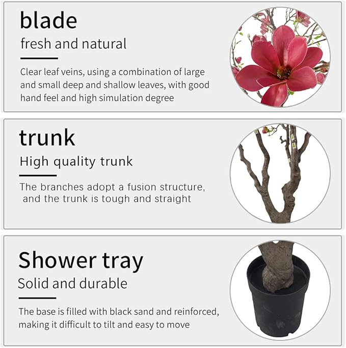 7ft Red Artificial Magnolia Tree - Lifelike Faux Tree for Indoor/Outdoor Decor - Perfect for Home, Porch, or Office (1, Red, 7ft)