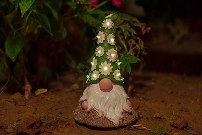 Garden Gnome Solar Light Outdoor Statue, Decorative Lawn Ornament for Patio, Balcony, Yard, Housewarming Gift