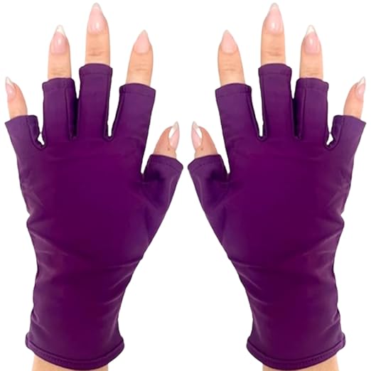 ManiGlovz -The Original Dermatologist Recommended UPF 50+ UV Protective Manicure and Sunblock Fingerless Gloves, Sun Protection, Driving and Gel Manicure Gloves in Plum