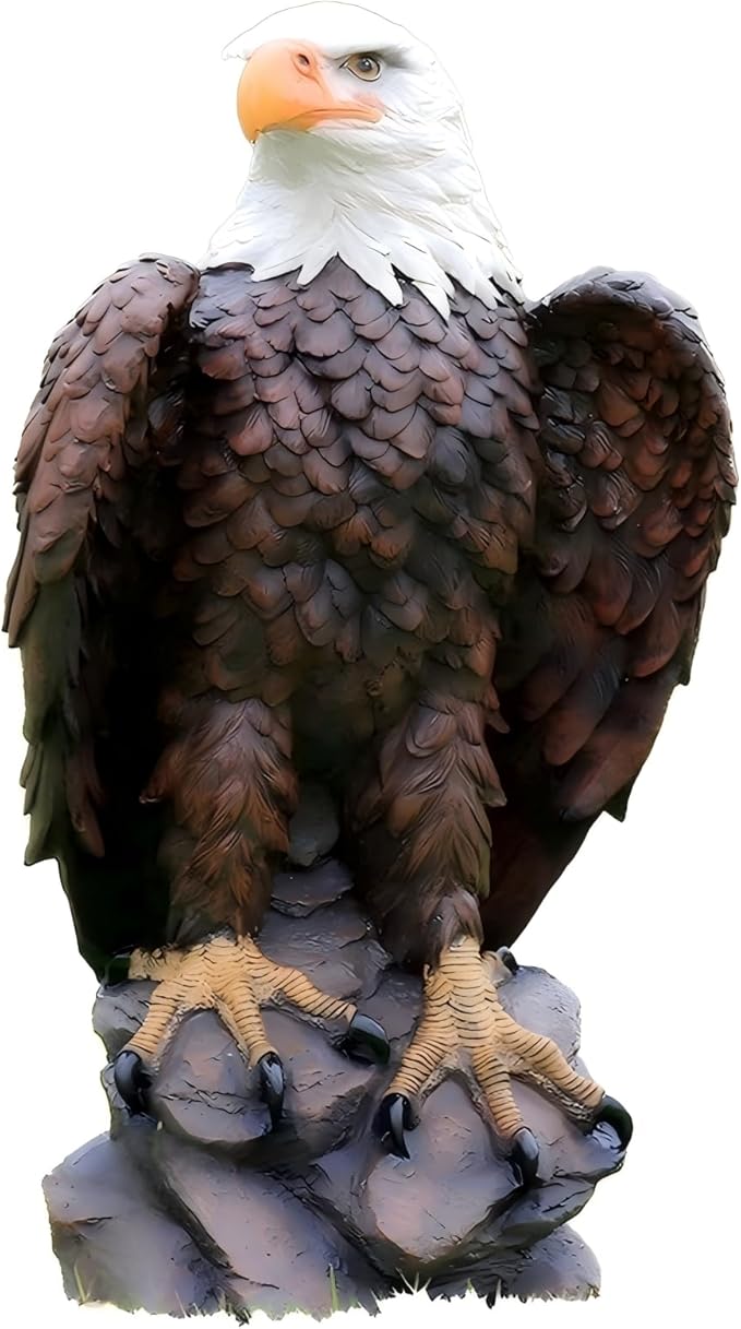 24.5 Inch 9.6 lb American Eagle Statue,Large Resin Bald Eagle for Outdoor Garden, Yard Art, Lawn, Patio or Indoor Home & Office Decor, for Men, Veterans, Husband, Boyfriend