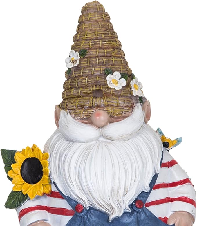 Topadorn Garden Gnome Statue with Sunflower Weather-Resistant Resin Garden Gnome Sculpture for Outdoor Yard Decor,Lawn Ornament and Gift for Garden Lovers