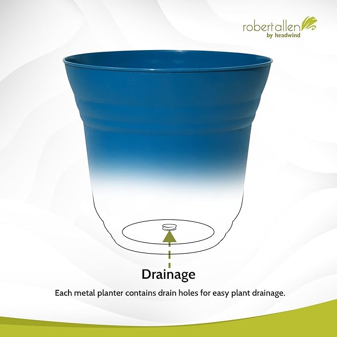 Headwind Robert Allen DuraRes Traverse Planters – 5" 2 Pack Plastic Plant Pot in Sapphire Blue - Indoor & Outdoor Pot for Plants with Drainage - Decorative Plant Pot, Flower Pots Outdoor for Garden