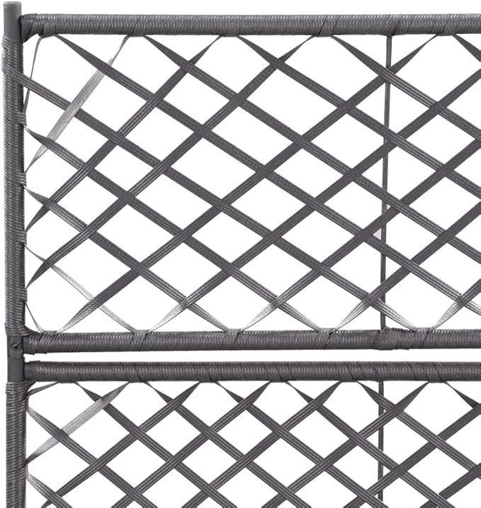 vidaXL Black Poly Rattan Planter with Built-in Trellis and 2 Removable Pots - Stylish and Versatile Garden Feature with Weather Material - Ideal for Climbing Plants and Flowers