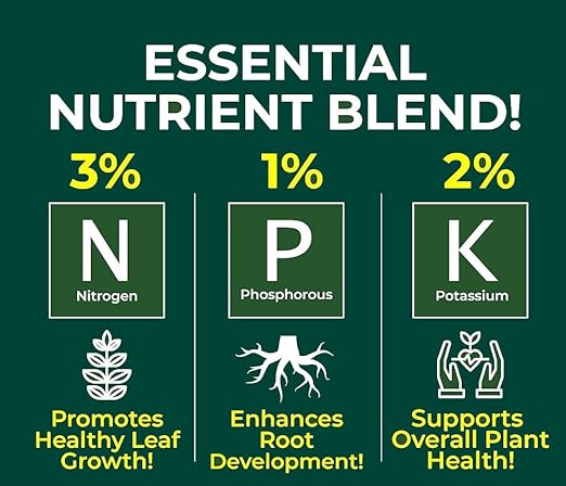 GARDENERA Premium 3-1-2 All Purpose Liquid Fertilizer Consentrate for All Indoor Plants & Flowers - Promotes Biomass Growth and Vibrant Leaf Color - 8oz Bottle
