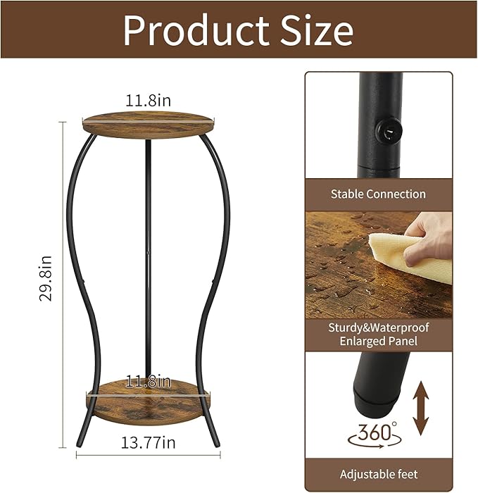 VYUOL Plant Stand Indoor,2 Tier Round Potted Holder Stand,Flower Pot Stand,Plant Supports Rack,Corner Plant Shelf for Planter Garden Balcony Patio Living Room